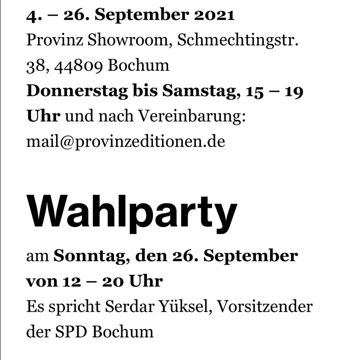 Wahlparty, Sonntag 26. September 2021, 12–20 Uhr — es spricht Serdar Yüksel, Vorsitzender der SPD Bochum