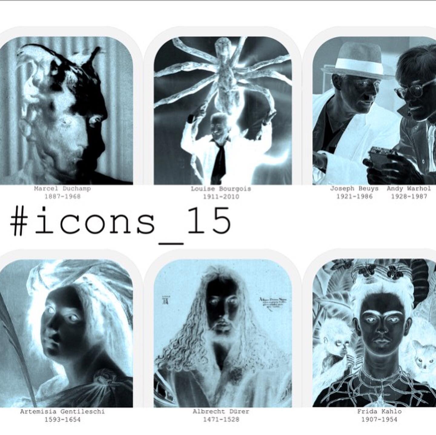 «Kirmeswagen» — Übersicht der Porträts: Marcel Duchamp, Louise Bourgeois, Joseph Beuys & Andy Warhol, Artemisia Gentileschi, Albrecht Dürer, Frida Kahlo (#icons_15)
