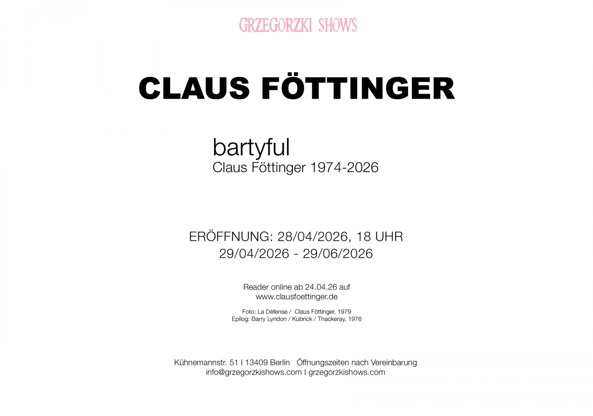 bartyful — Einladungskarte Rückseite (Grzegorzki Shows, Berlin)